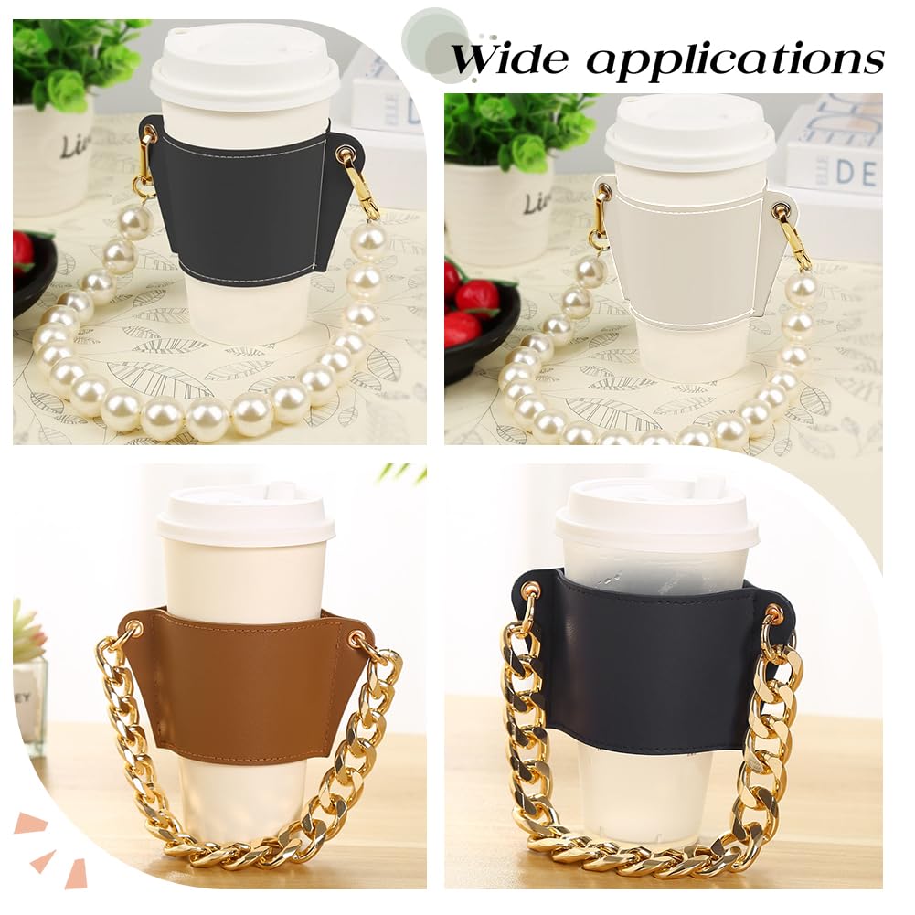 Amazon.com: WADORN Reusable PU Leather Cup Sleeve with Pearl Bead