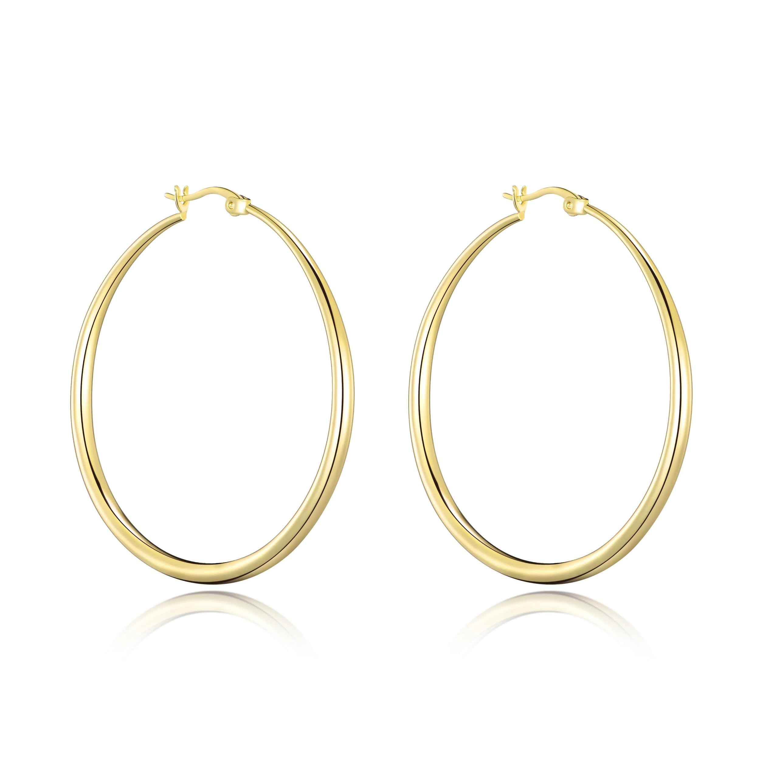 18k Gold Plated 50mm Hoop Earrings
