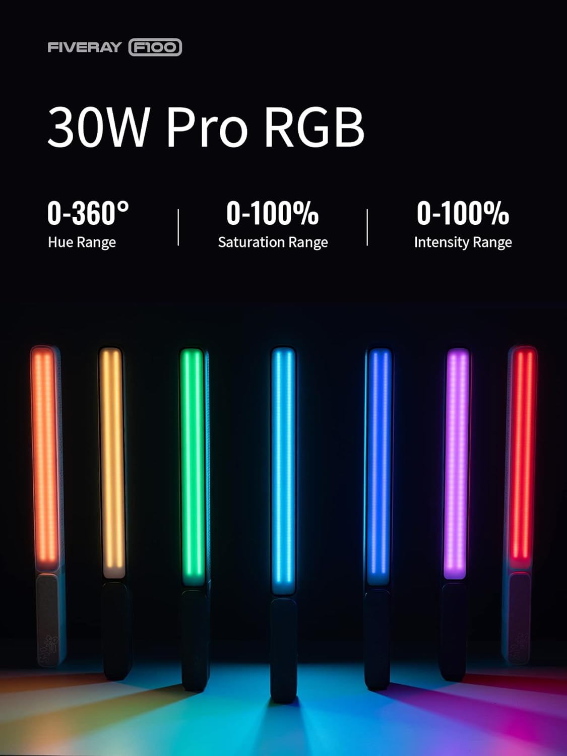 Zhiyun FIVERAY F100 100W Light Stick Continuous Output Lighting Combo,Black, 1 Count
