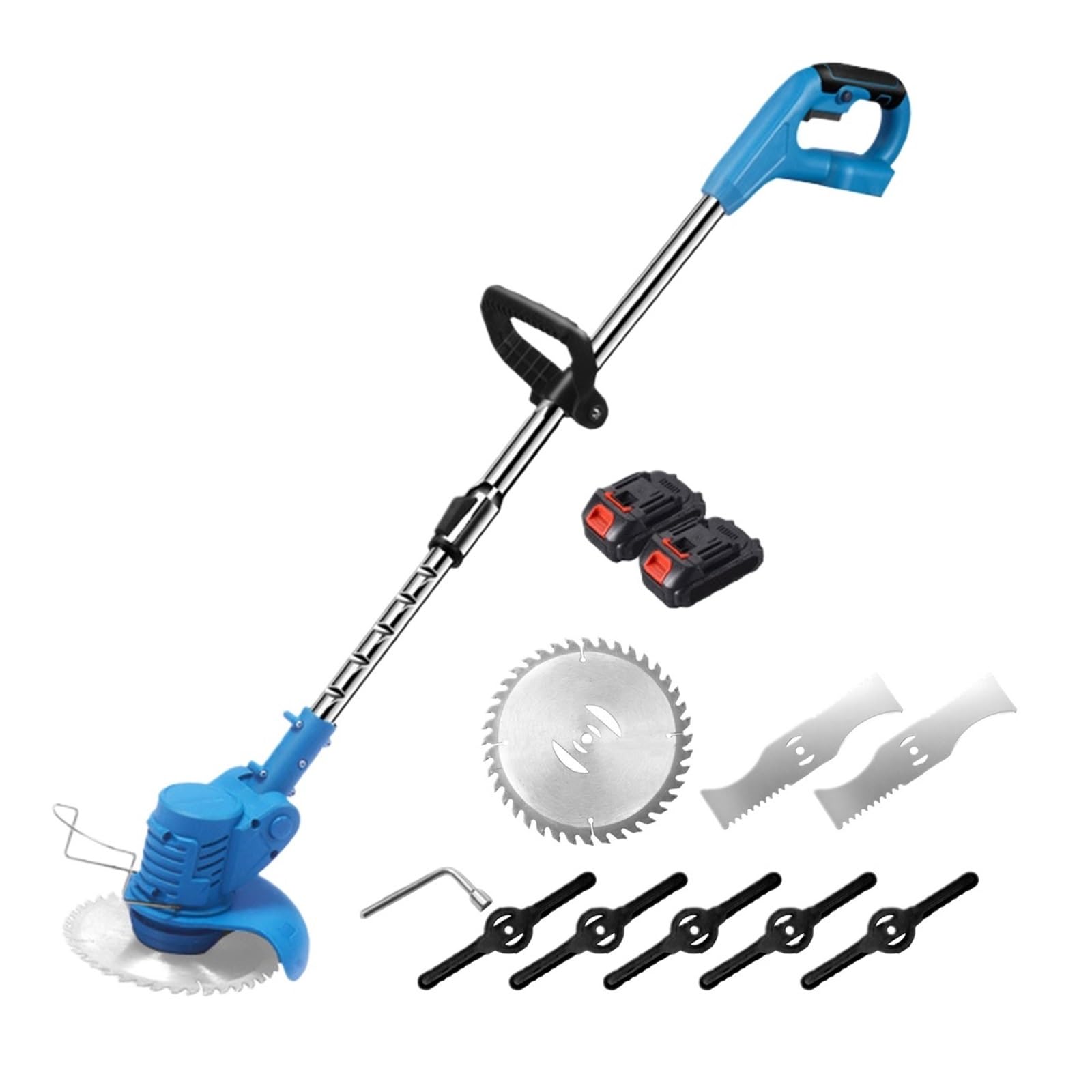 Cortadora De Césped Eléctrica 21 V Y 1500 W, Inalámbrica, Plegable Longitud Ajustable, Herramientas Jardín Corte Suave