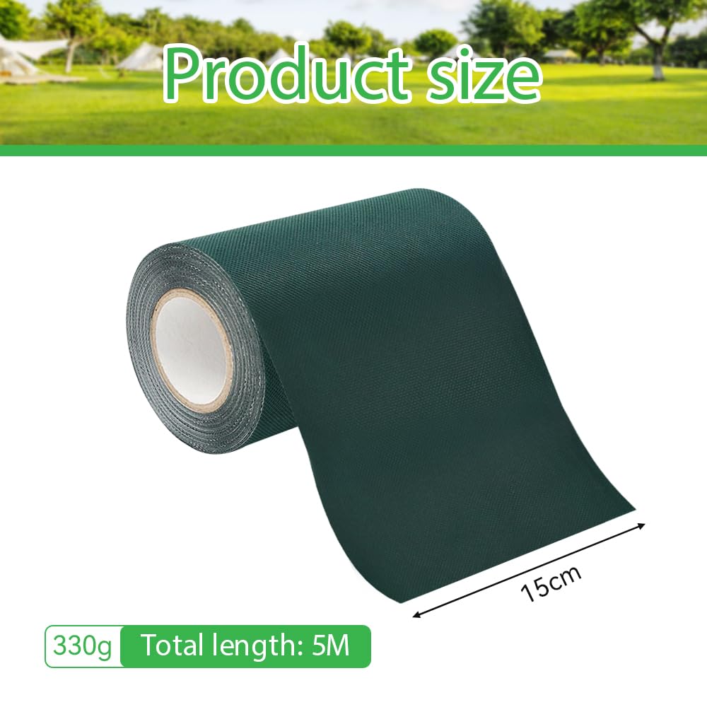 15cmx5m Kunstrasen Kleber Klebeband Künstliches Grasband Kunstrasenband Selbstklebend Rasenteppich Klebeband zur Befestigung von Kunstrasen Nahtband Nahtklebeband für Garten Rasen Teppich Grün