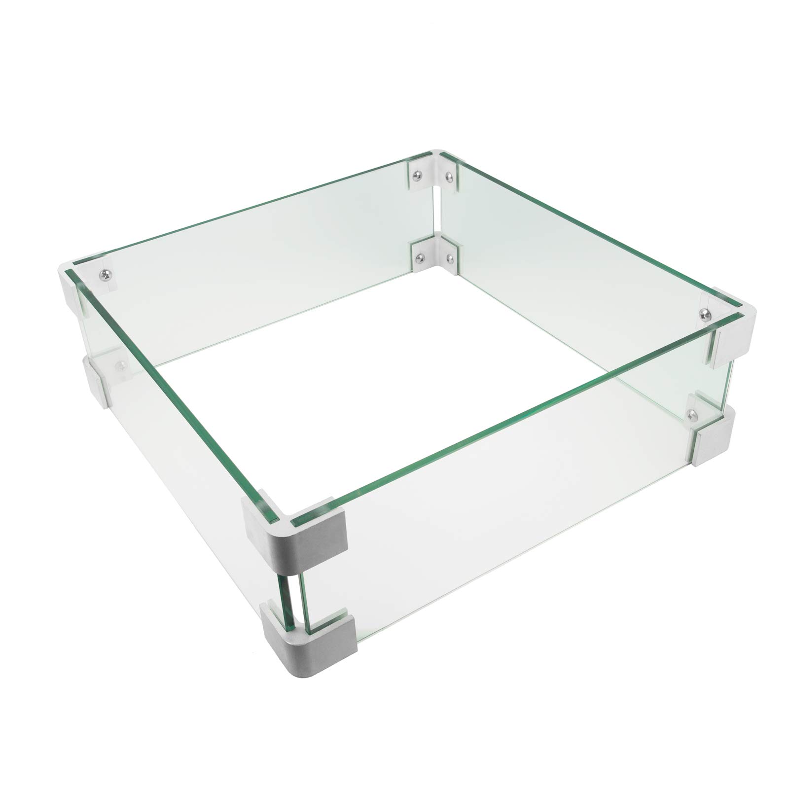 MixRBBQ 23.5" Square Fire Pit Wind Guard for Fire Pit Table with 18"-21" Square Drop-in Fire Pit Pan, Also Fit Celestial 18” Square Fire Pit Burner Pans, 5/16inch Thickness Tempered Glass, 6" High