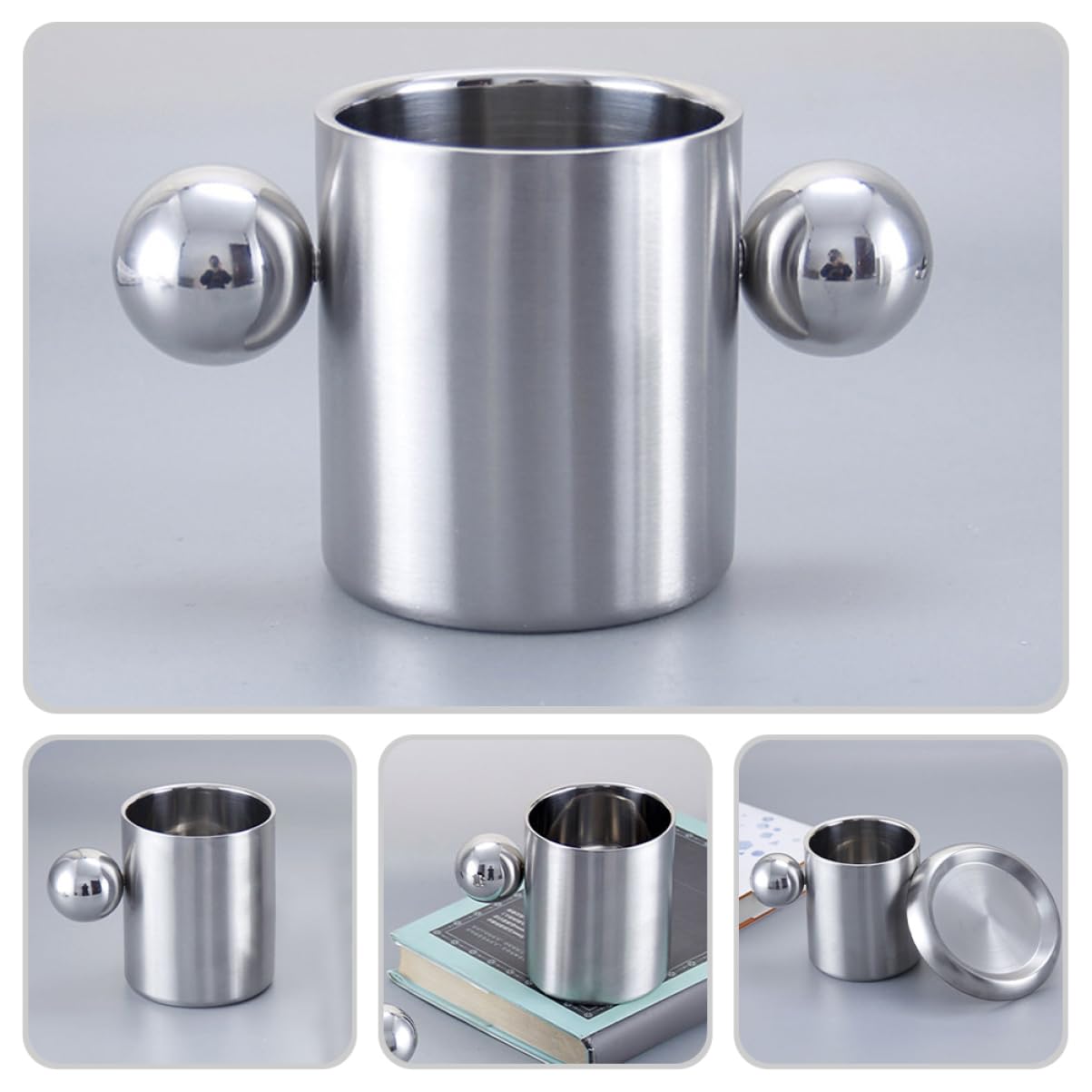 Toyvian 2 Stück Doppelwandiger Becher aus Edelstahl Wanderwasserbecher rostfrei Lager Tassen Trinken mit kaffeetassen Picknickbecher aus Edelstahl Lagerpokal Campingbecher