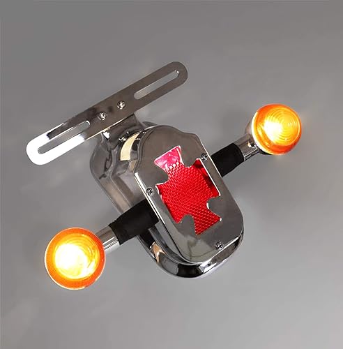 Miniatura 6 de HTTMT - Luz de freno de luz de cola cruzada de metal ahumado cromado, señal de giro compatible con bicicleta de motocicleta Big Twin FL PN