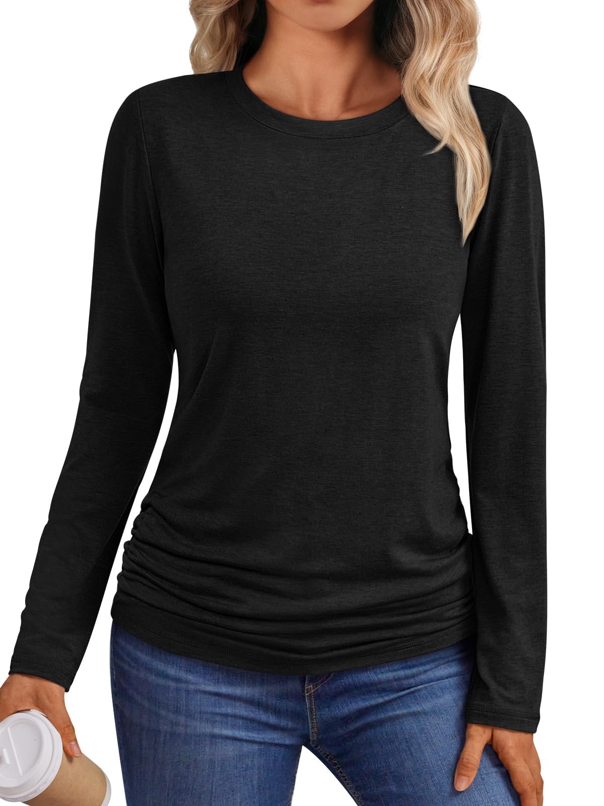 Suncife Damen Basic Elegant Langarmshirt Lässig Reguläre Passform Pullover