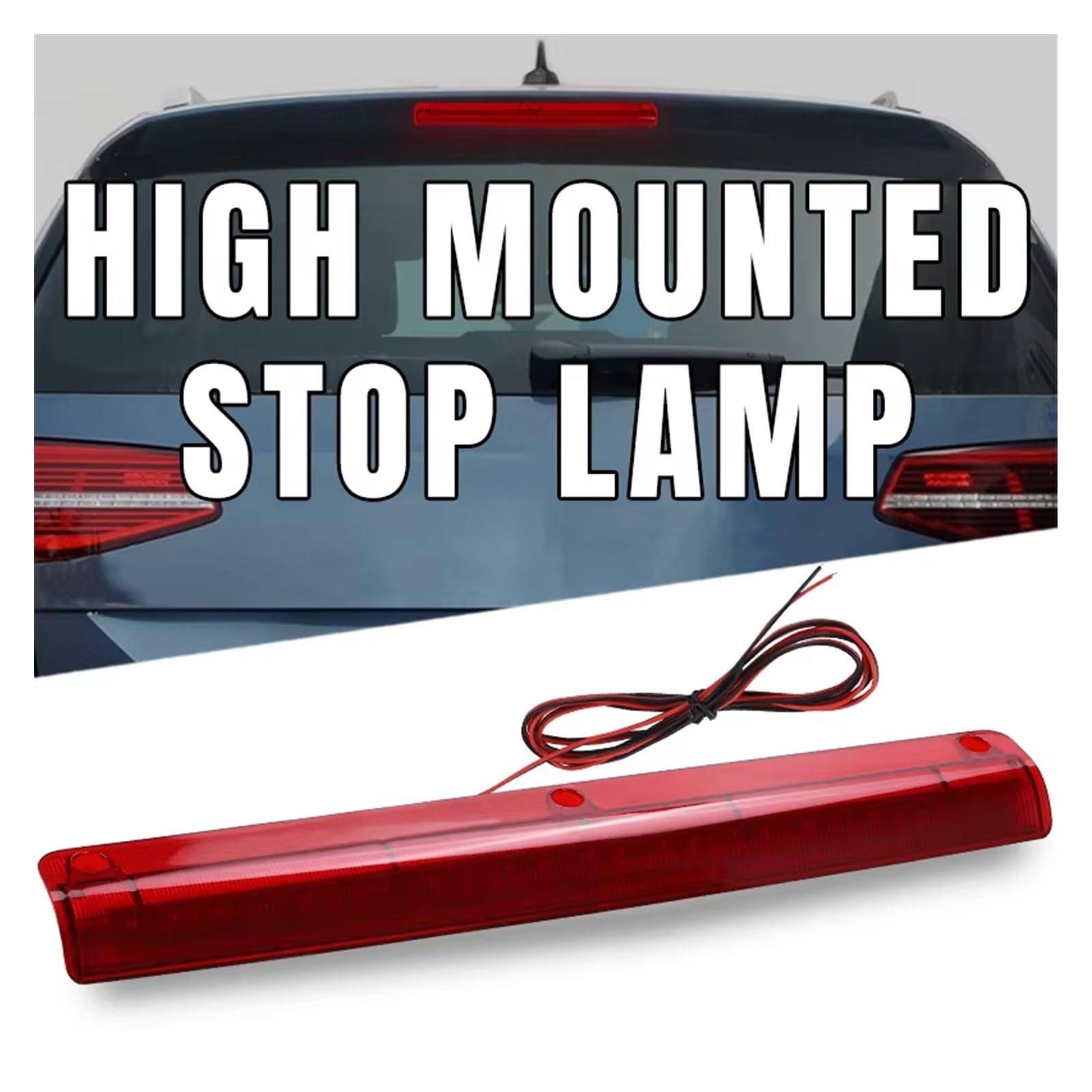 parada de freno Luz trasera Coche 18 LED tercera luz trasera roja 12V lámpara de parada de montaje alto 24LED reemplazo de luces de marcha atrás automática(1pc 18Leds 34cm)