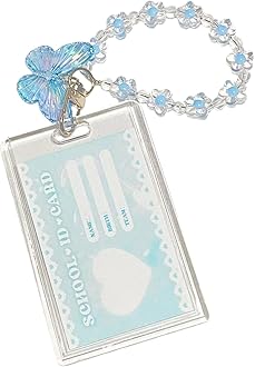 Hileapx Acrylic Butterfly Kpop Photocard Holder with Keychain, Cute Clear Photo Card Holder for Album Cards, Credit or Bank Cards and ID Badges, Protective Photocard Holder for Display Daily Carry