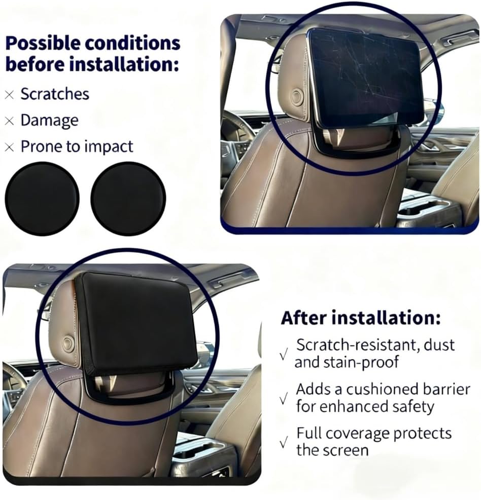 2 Pack Neoprene Protective Padded Cover for Rear Seat Entertainment Screen Designed for Cadillac, Chevy & GMC Select SUVs 2021-2025