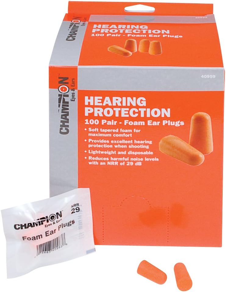 Champion Traps and Targets, Ear Plugs, 100 Pair, Foam, Orange (40959)