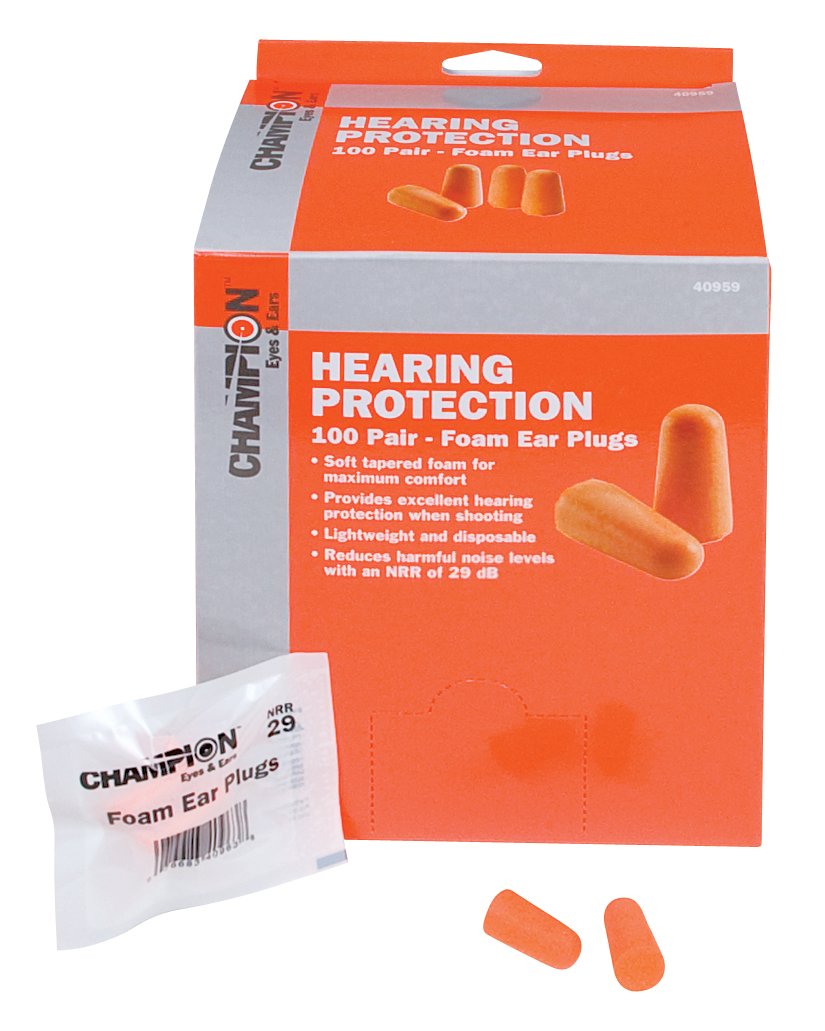 CHAMPIONTraps and Targets, Ear Plugs, 100 Pair, Foam, Orange (40959)
