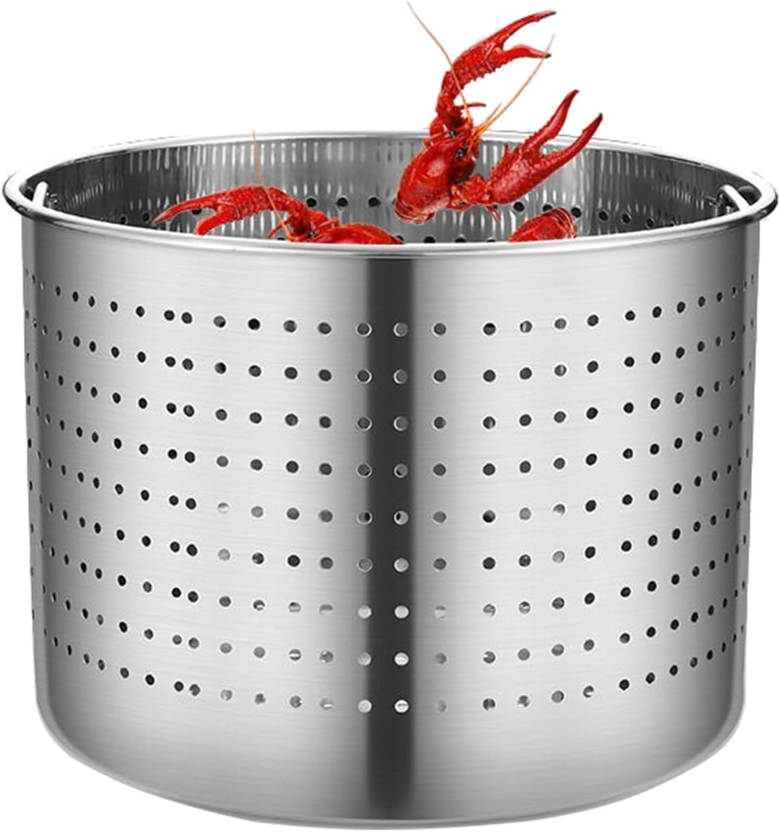 Strainer Basket for Dishwashing, Lobster Pot, Marinade Bucket Cooker Accessories - Commercial Stainess Steel Turkey Deep Fryer Filter Crawfish Clam Steamer Basket with Solid Handle (40CM/15.7INCH)