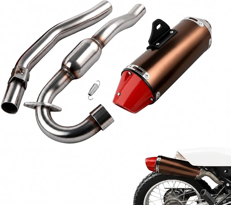 JFG RACING Dirt Bike Slip On Exhaust for CRF150F/CRF230F/HAWK 250,Red | Motorcycle Muffler Pipe Full Kit,for CRF 150F 2003-2017,for CRF 230F 2003-2017,for TAO TAO TBR7,for HAWK 250