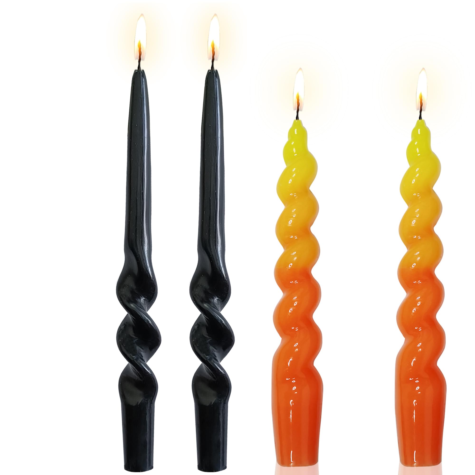 4pcs Black Candlesticks Halloween Taper Candles - Gedengni 2pcs Twist Candlesticks 9INCH Black Candle Sticks Long Tapered Candles for Dinner Decor Housewarming Gift Idea