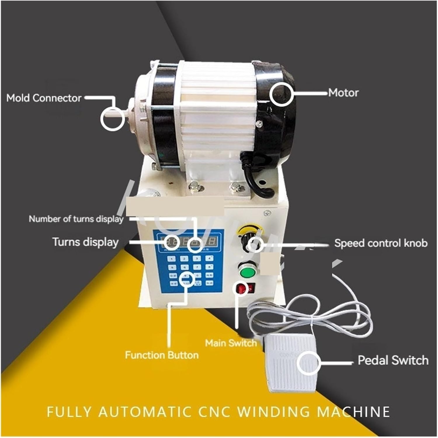 Electric Automatic Winding Machine, Industrial Coil Winder Enameled, High Torque Transformer with Digital Control Wide Application (750W)