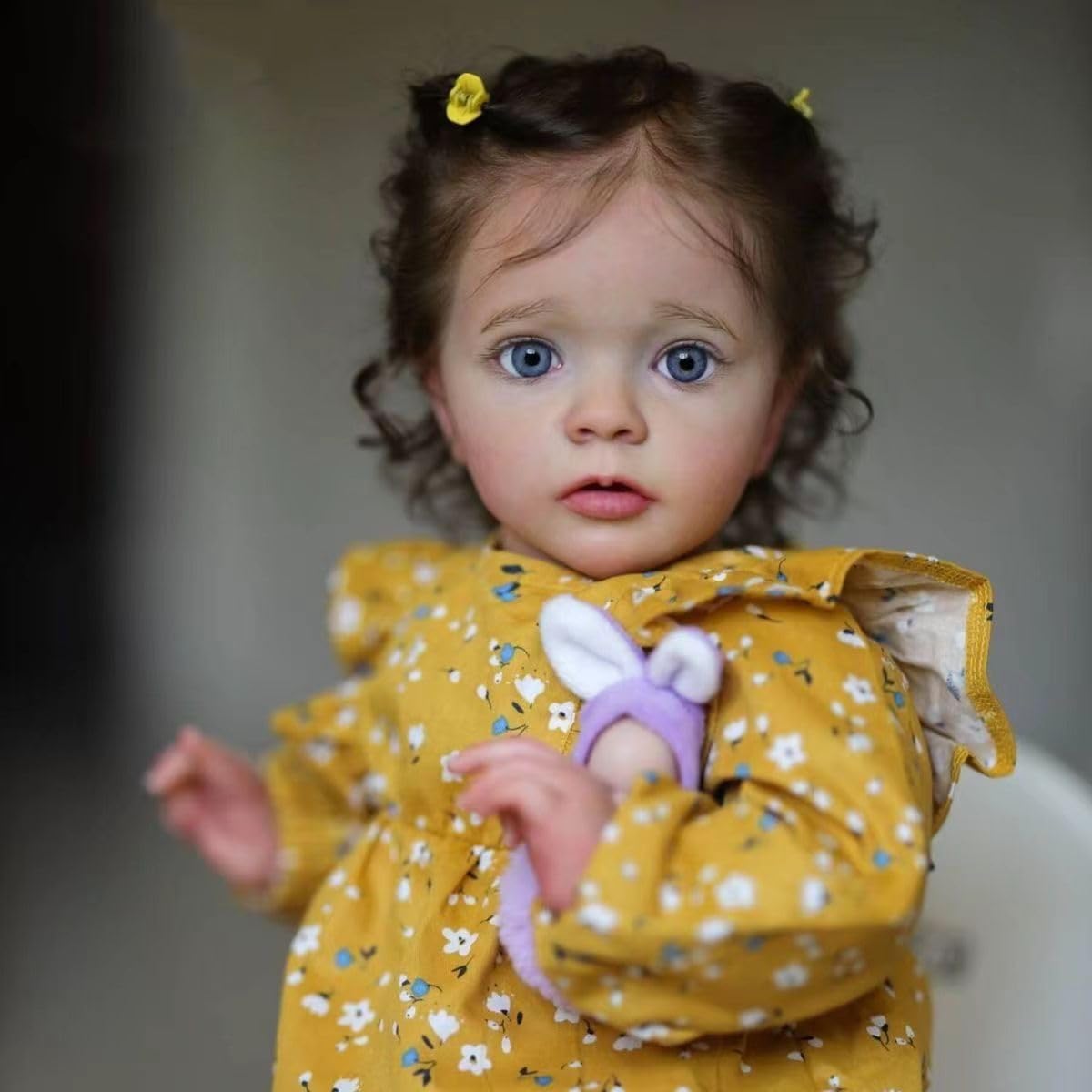 MOHAIR Reborn-Baby Puppen Mädchen 22 Zoll 55cm Weiches Silikon Vinyl Stoff Körper Handgefertigt Realistische Puppe Wie Echtes Baby Mädchen