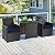Tangkula 3 Pieces Patio Dining Set, Space-Saving PE Rattan Bistro Set with Tempered Glass Top Table and Cushioned Chairs, Outdoor Conversation Set for Garden Backyard Poolside Porch (Blue)