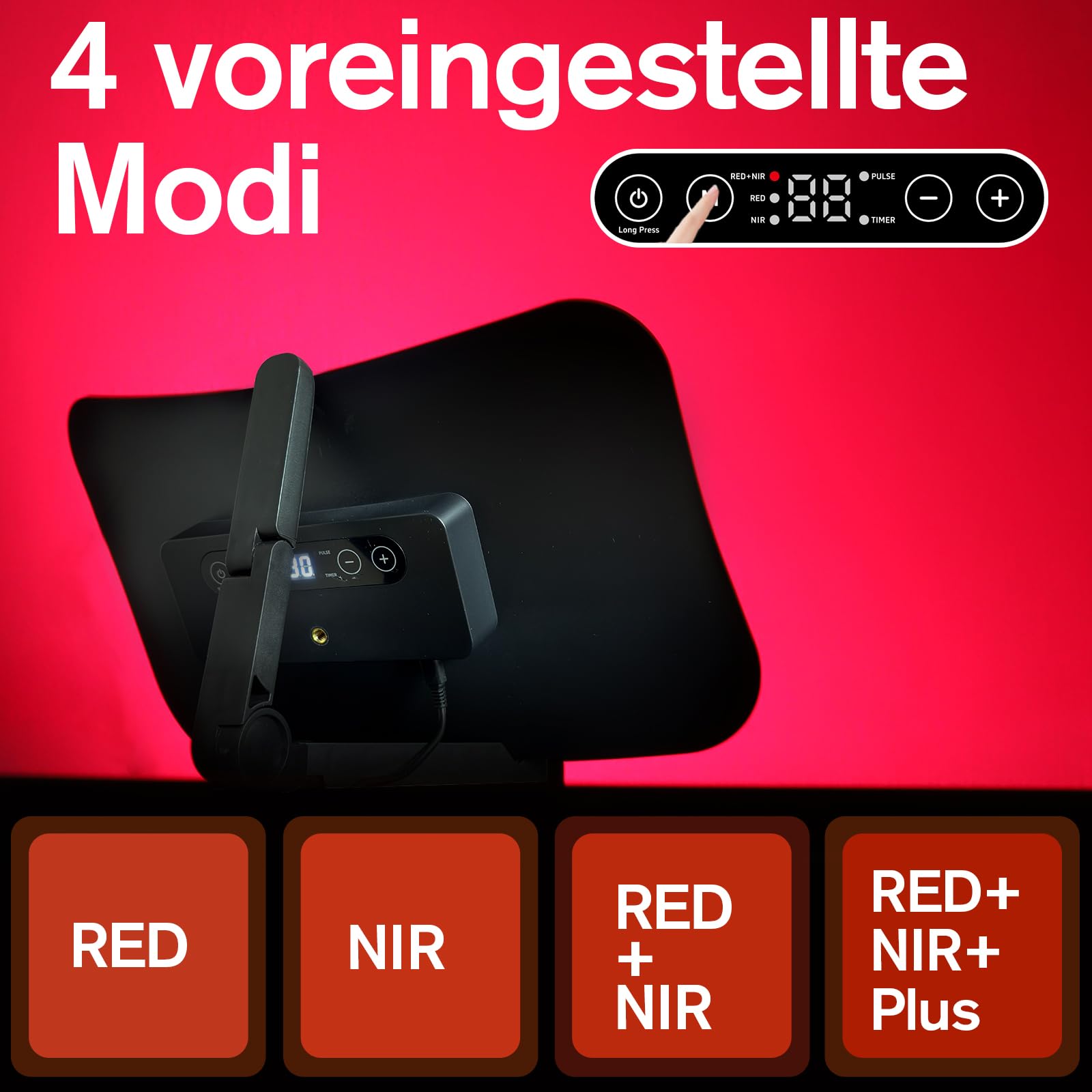 Rotlichtlampe mit Ständer für Ganzkörper & Gesicht,(660nm，850nm）Infrarotlampe mit 120 LEDs,5 Helligkeiten Rotlicht Panel für Büro mit Schutzbrille und Fernbedienung,Timer