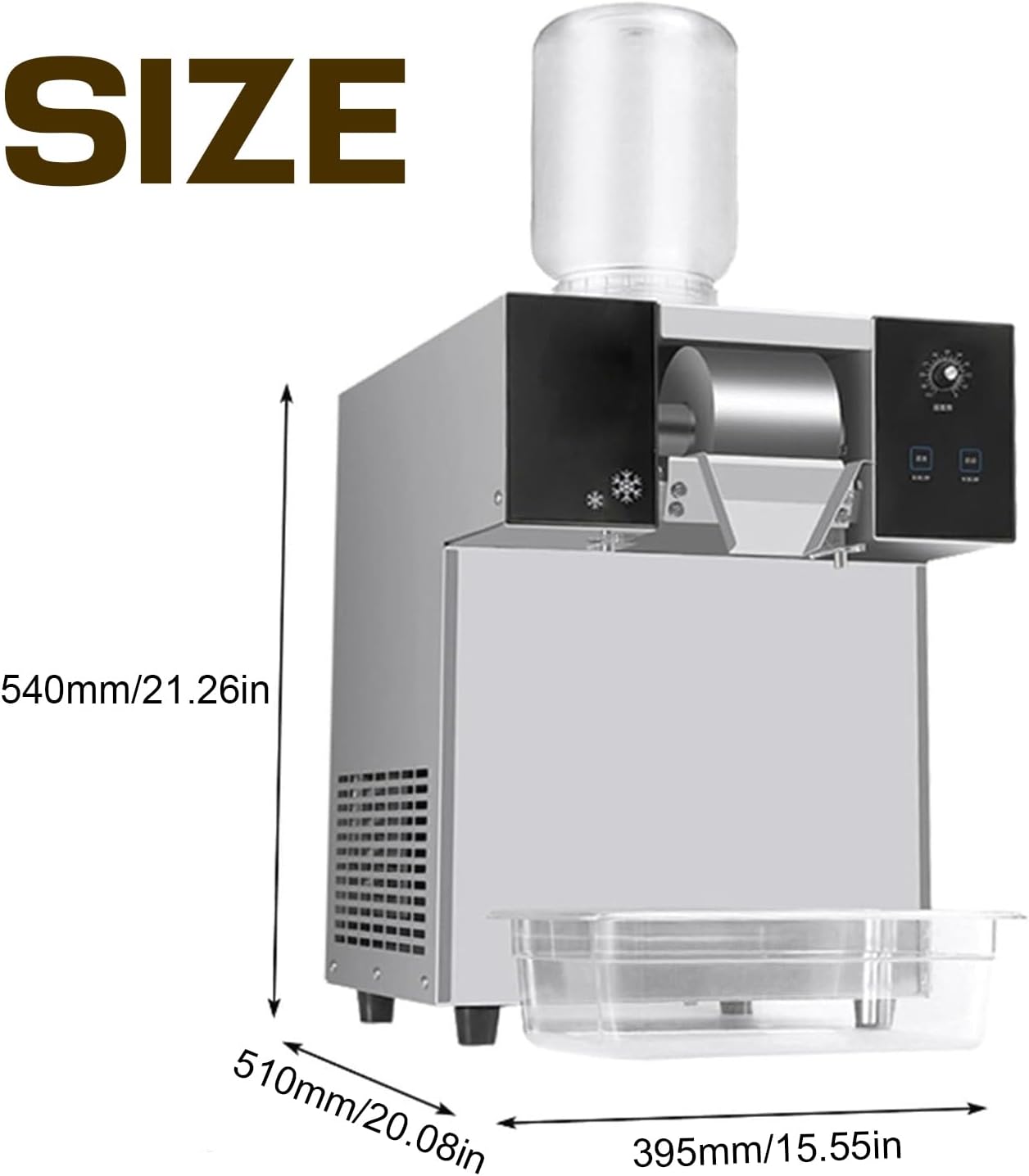 Commercial Snowflake Ice Machine/Maker, Electric Ice Shaver Machine Stainless Steel Snow Cone Maker, Air Cooling System for Bakery, Cafe,1000w