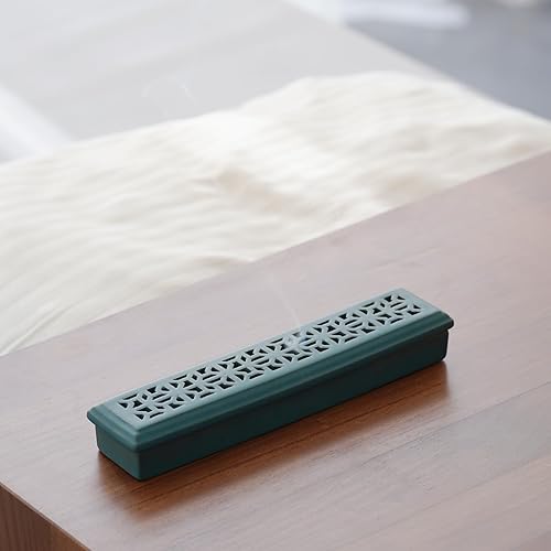 Vista 15 de CEREMONY Soporte de incienso para palos, soporte de cerámica para atrapascenizas, soporte de incienso Timkburner para meditación, yoga, spa, Palanca