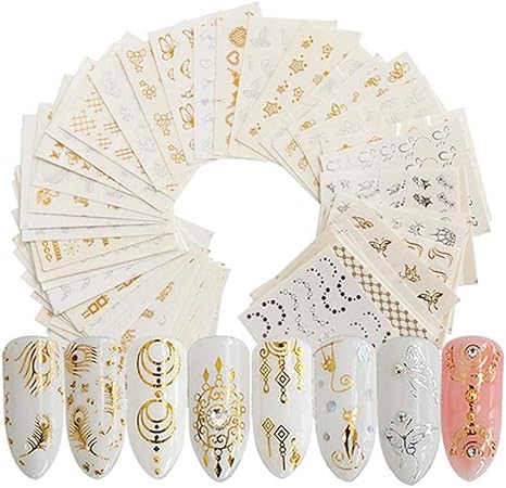 Amazon Kingsie ネイルシール 30枚セット ウオーターシール ゴールド シルバー 自然風物 マニキュア ネイルアート デコレーション Kingsie シール ステッカー 通販