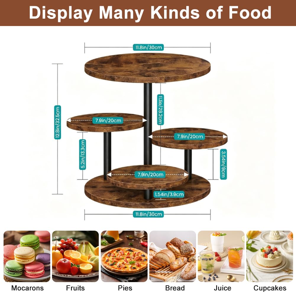 FARYODI Alzata girevole da 32 cm – Alzata a 3 ripiani per cupcake e torte, in acrilico con piatto girevole a 360°, supporto per muffin per matrimoni, compleanni, baby shower, piatto riutilizzabile per