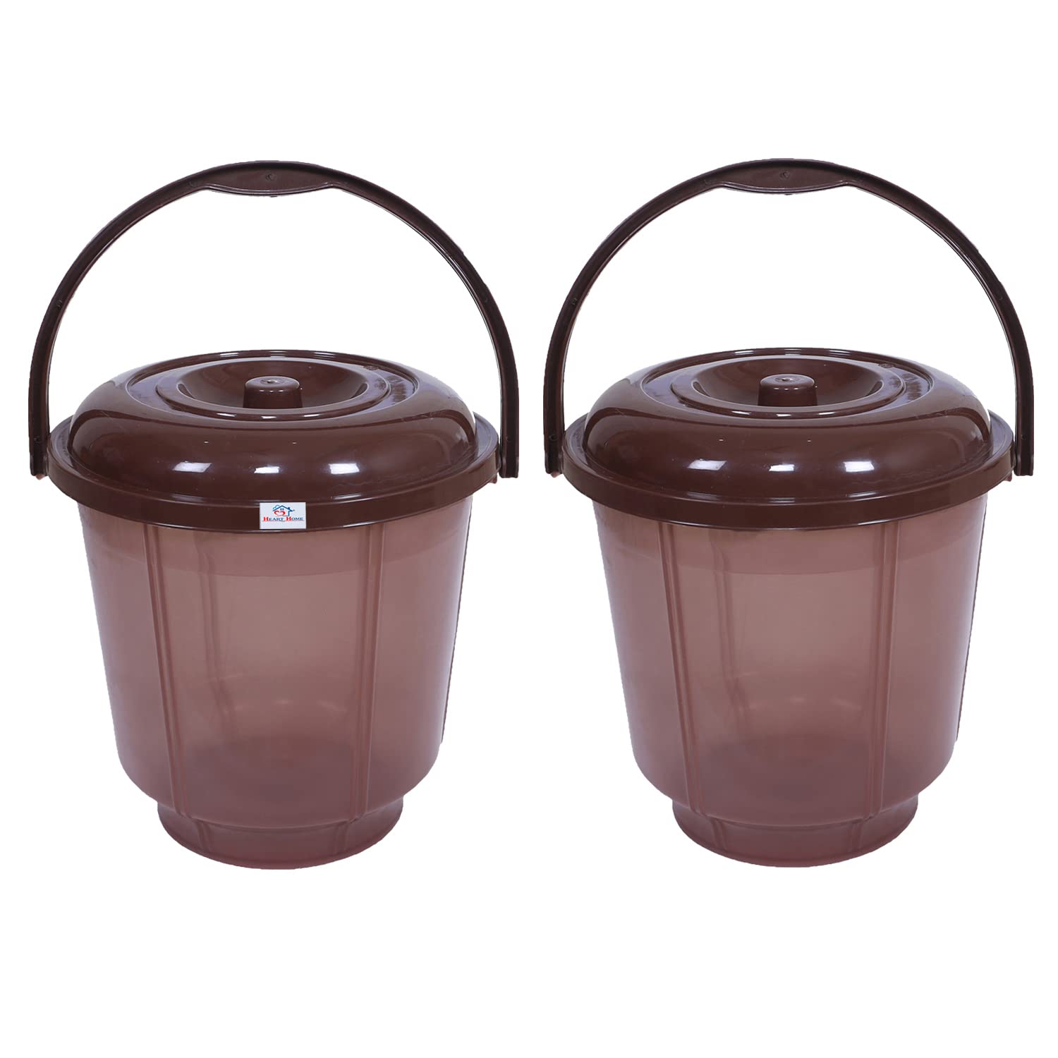 Heart Home Colorful Homeware Bucket| Plastic Bucket|Transparent Bucket with Lid & Handle for Bathroom,Home Use,13 Litre,Pack of 2 (Brown) (B0BHVSYMNF) Amazon Price History, Amazon Price Tracker