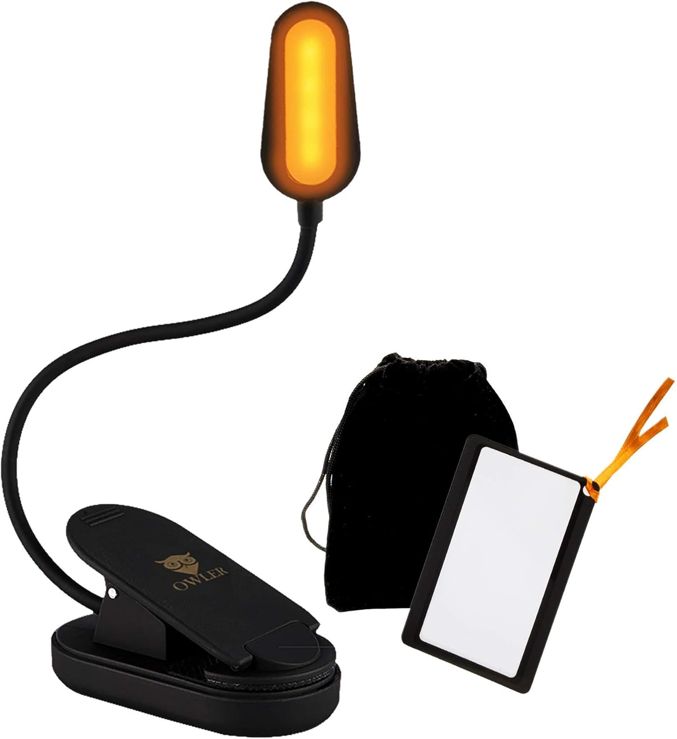 Book Light for Reading in Bed at Night by OWLER, Clip On Amber Book Light, Warm LED Reading Night Light, USB Rechargeable, Kindle Accessory, Lampara para Leer Libros, Comes with Magnifier Bookmark : Electronics