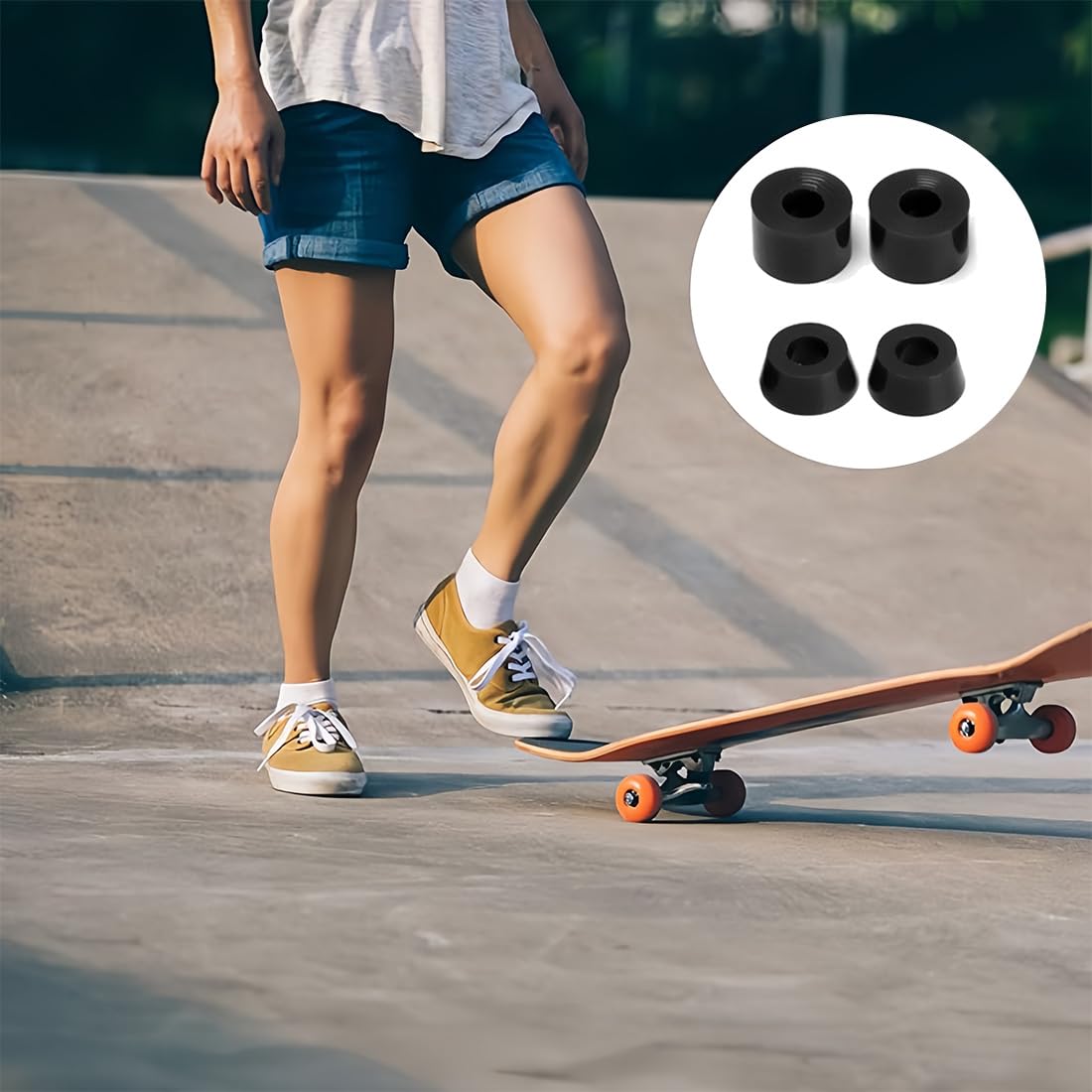 JEYORZY Set de 4 Bujes para Camiones de Longboard, Bushings, Amortiguador PU con Herramientas