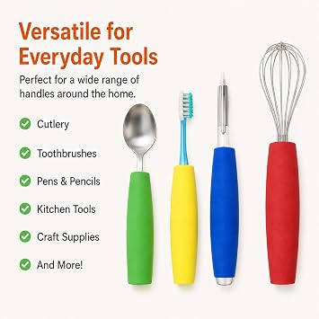 Foam Built-Up Handle Grips for Parkinson's, Arthritis Aids for Hands, Soft Non-Slip Grip Sleeves, Adaptive Utensil Handles for Cutlery, Toothbrush, Pens, Ideal for Elderly & Rehabilitation Users