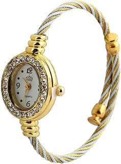Qtqgoitem Women Fashion Jewelry Rhinestone Cuff Bracelet Oval Face Bangle Quartz Wrist Watch (Model: b98 292 fdb 608 0b6)