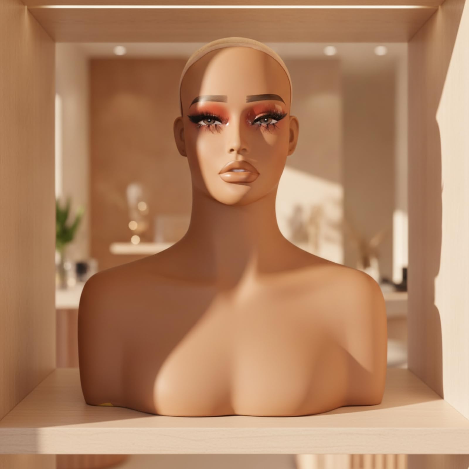 perfk Busto Expositor con Hombros Estable Busto Maniquí Cabeza Maniquí con Hombros para Peluquerías