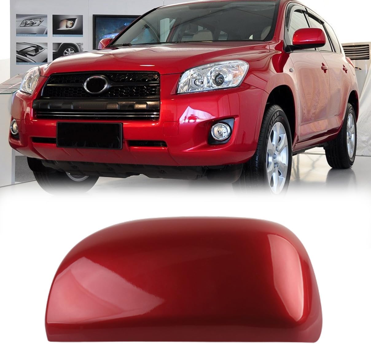 Car Rearview Mirror Cap Cover For Toyota RAV4 2006 2007 2008 2009 (Black, Right)