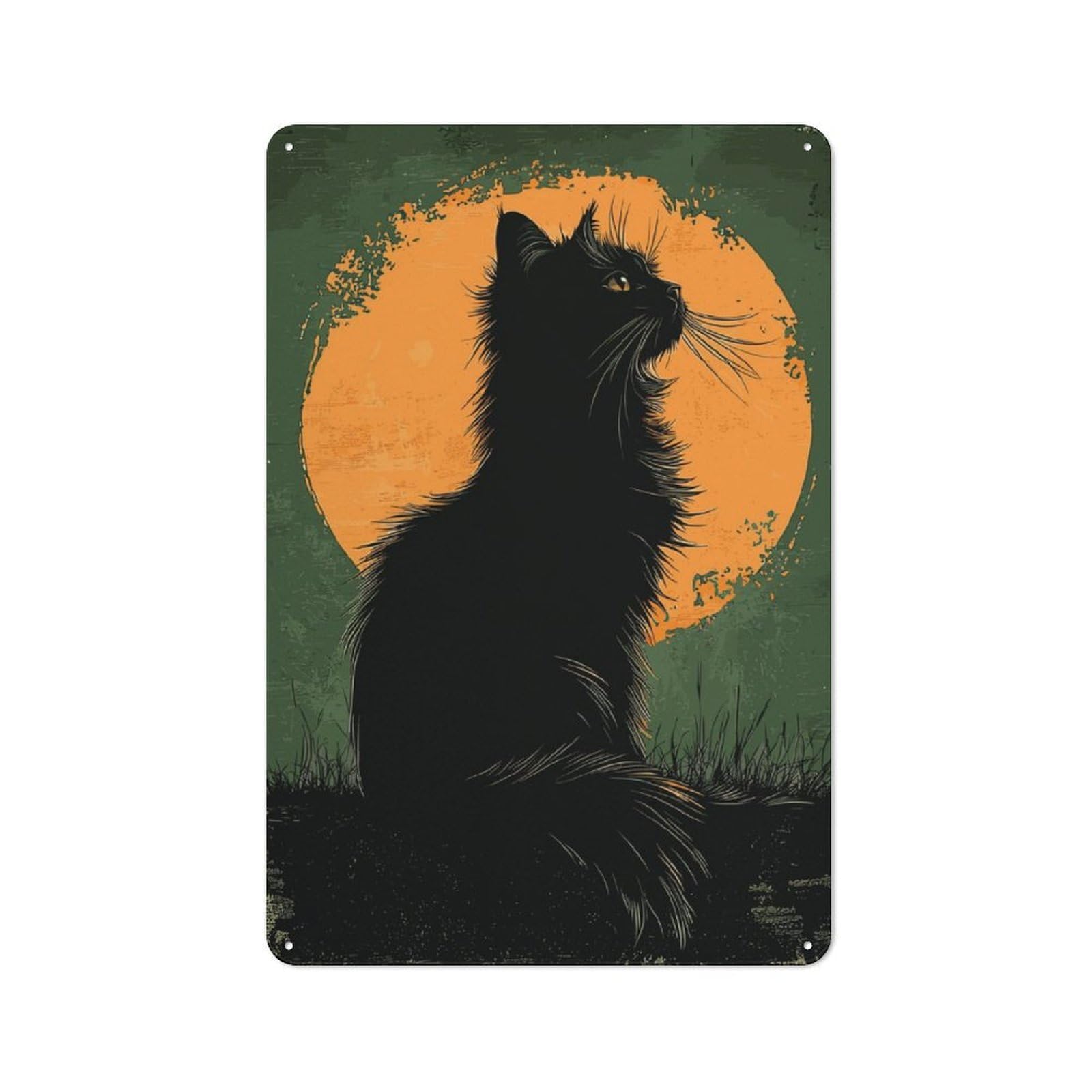 Junmoney Maine Coon Silhouette Retro-Style Metal Plaque 30X20cm For Garage Or Workshop, For Garage, Workshop And Man Cave Decoration