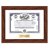 GiveAshare Raytheon Technologies Stock Certificate (RTX) - Personalized Replica (Walnut Frame & Plaque)