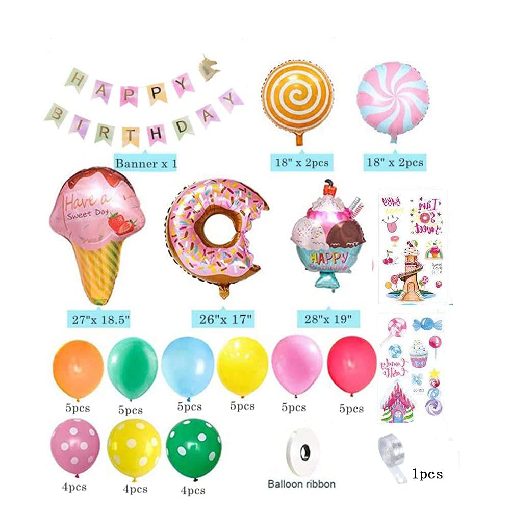 Buy Ice Cream Donut Candy Theme Birthday Party Decorations Lollipop
