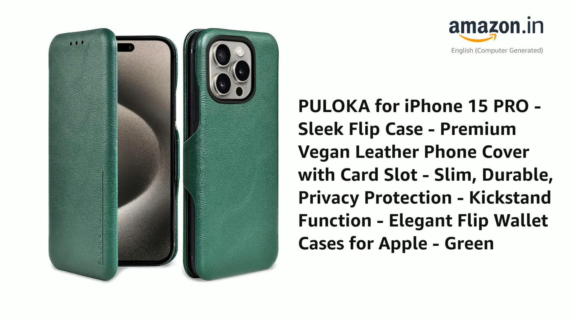 【ケースのみ】PORTER iPhone15 Pro スマホケース カーキ PULOKA for iPhone 15 PRO - Sleek Flip Case - Premium Vegan Leather