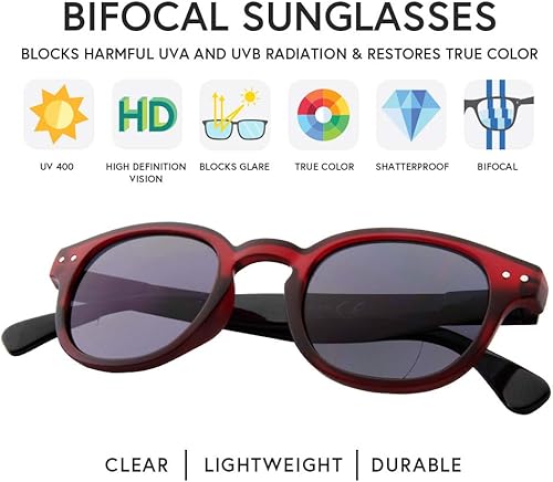 Miniatura 9 de VITENZI Gafas de sol bifocales para hombres y mujeres, gafas redondas de lectura tintadas con lectores - Lucca, M