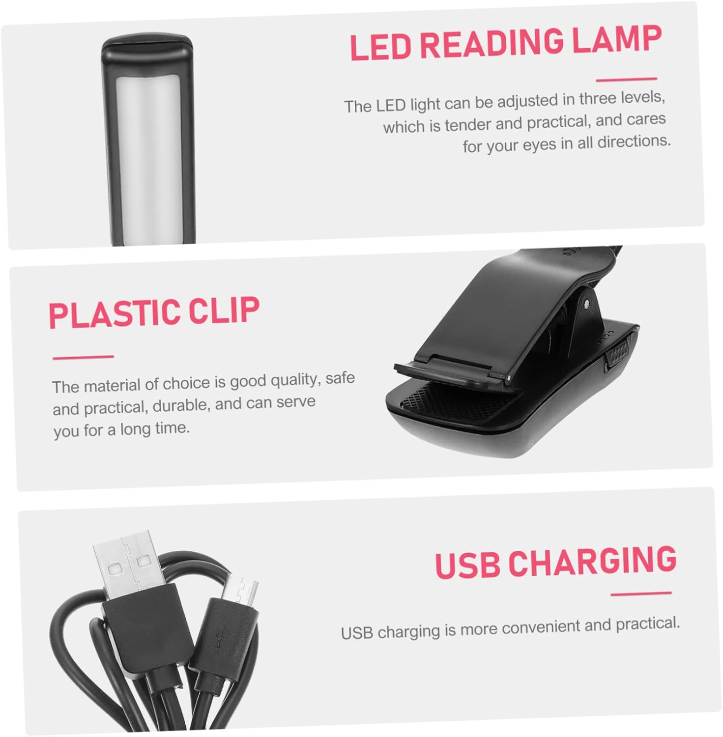 2Sets LED Reading Lamps with Clip Bedside Music Score Light Table Lamp for Reading Hobbies and Camping Eye Caring Level Brightness