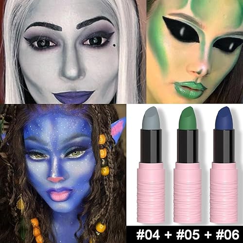 Miniatura 2 de Kaely Juego de 3 piezas de pintura corporal para labios, ojos negros, ojos negros, Halloween, cosplay, fiesta de cumpleaños, payaso, fácil de