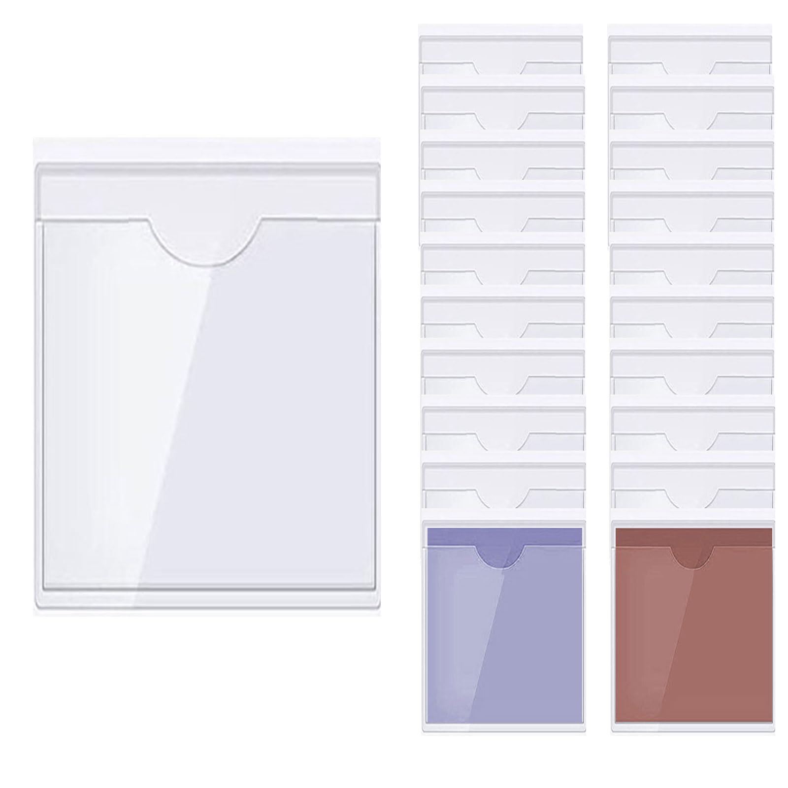 24 Pièces Pochettes Adhésive Transparente, Pochettes Autocollantes pour Cartes de Visite, Étuis pour Vignettes Pochettes pour Permis de Stationnement, Carte de Visite, Permis de Cond(Size:22.5*31.5CM)