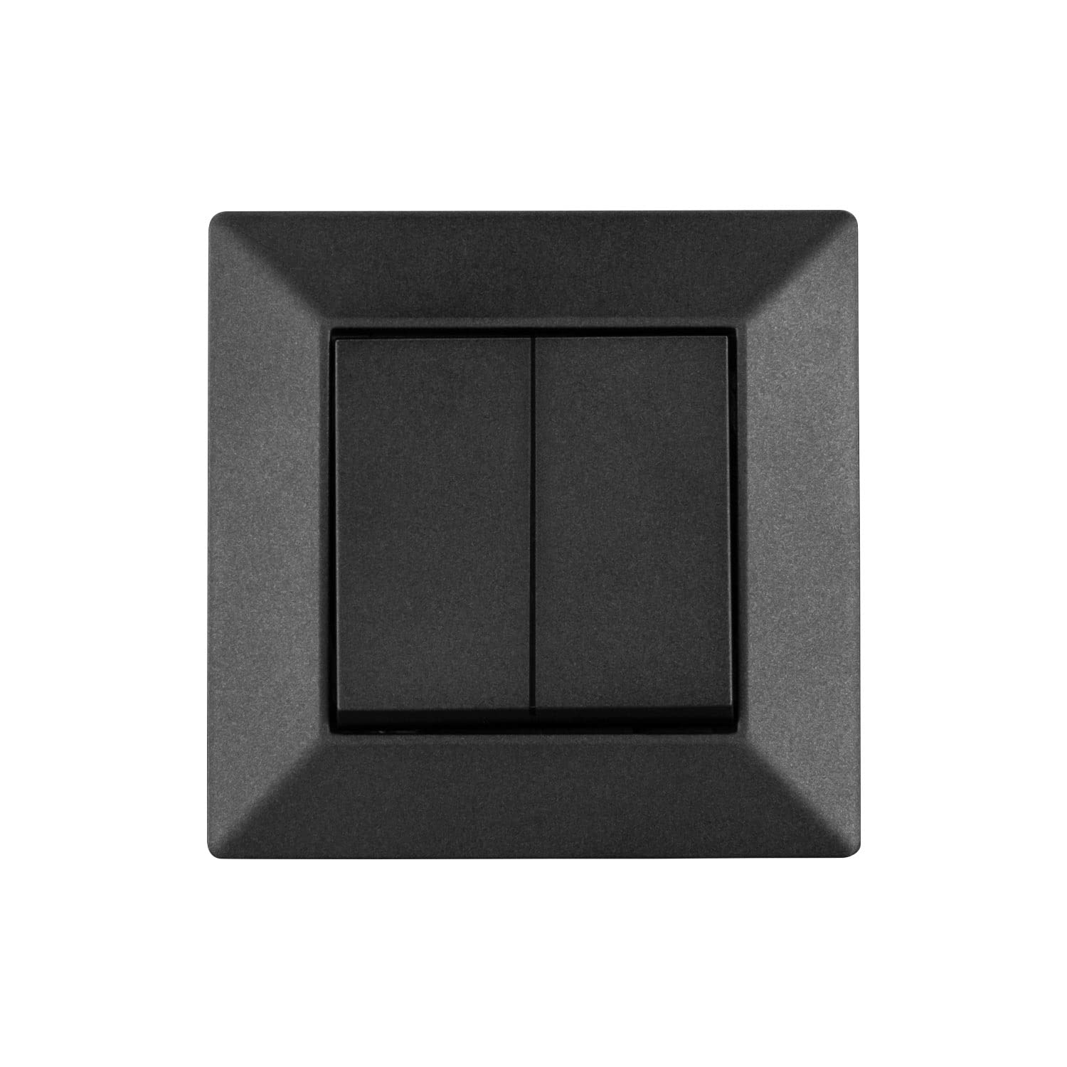 POPP® Mecanismos Interruptor Doble Conmutador Empotrable SERIE ENKEL de Pared *con Marco*, 10A 250V IP20, con Bornas Automáticas (10, Negro-doble-conmutados)