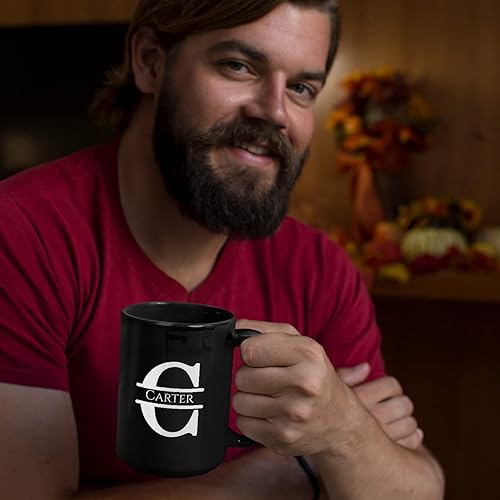 Miniatura 6 de Taza de café personalizada con monograma, letra inicial C personalizada para mujeres, hombres, niñas, niños, papás, mamás amigos, taza de café