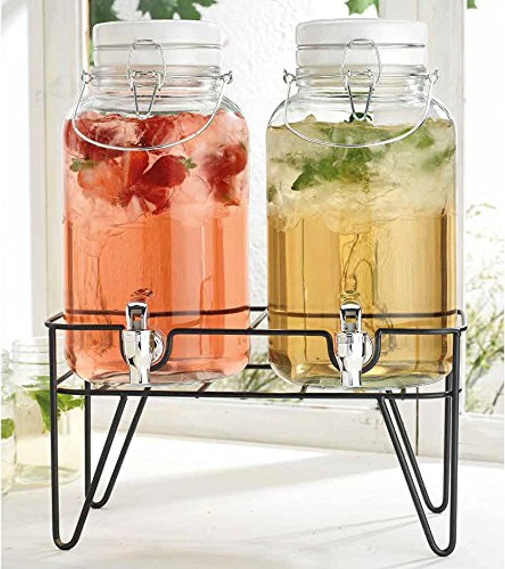 Amazon.co.jp: Palais Glasswareクリアガラス飲料ツインディスペンサー 