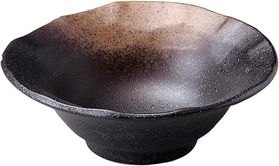 Yamashita Kogei 14019840 Black Bizen Gold Tea Buki Ishigaki Small Bowl, 4.7 x 4.7 x 1.6 inches (12 x 12 x 4