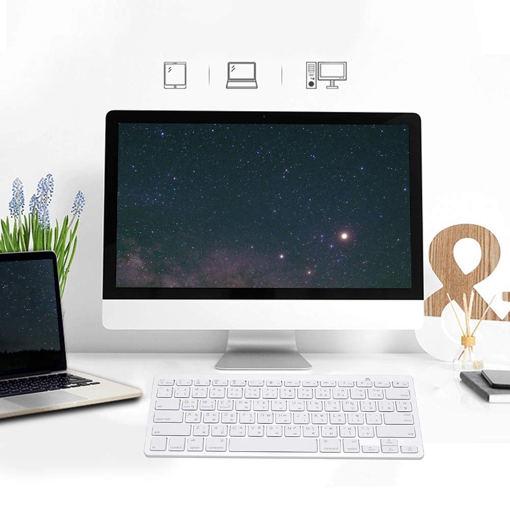 Amazon | ASHATA Bluetooth ワイヤレスキーボード 多機能 タイ語超薄型