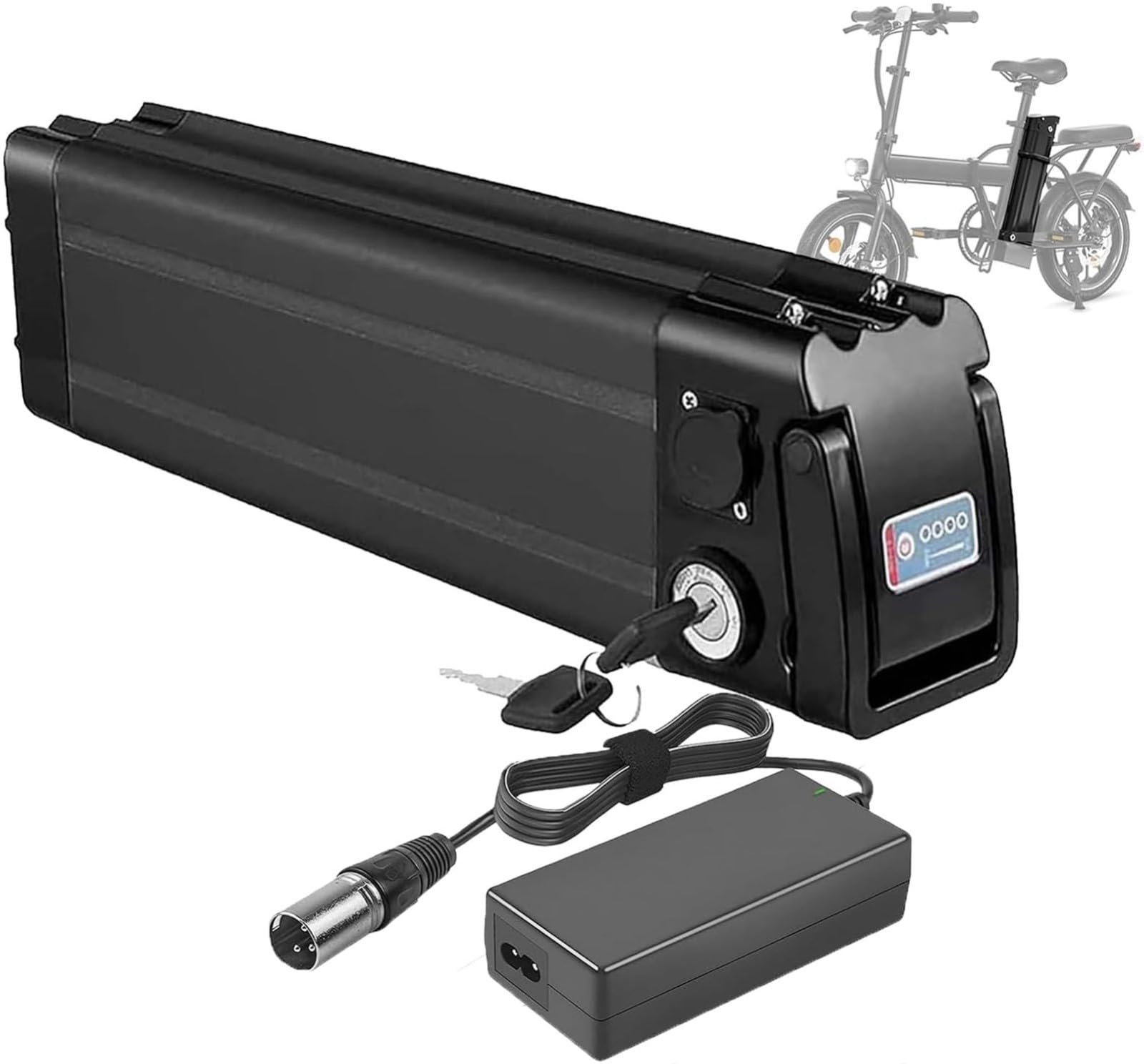 Ebike Battery 24V 8Ah 10Ah 12. 5Ah 18Ah 19. 2Ah with 2-Pin Output, Charger, Safety Lock, and LED Battery Level Indicator, Electric Bicycle Battery for 100-350W Motor 24V 8Ah