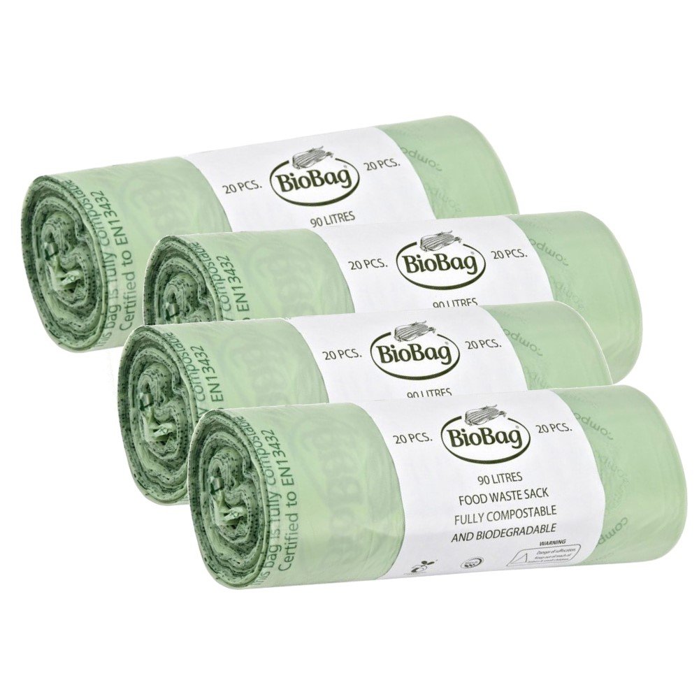 Caddy Liners Direct Neutral 90 Litre X 80 Biobag Tie-Top Compostable Biodegradable Commercial Food Waste Sacks (90L) En13432