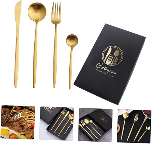 Miniatura 2 de GOOHOCHY 1 Unidades Cubertería Niños Cucharas Tenedor Cucharas Niños Cubiertos de Viaje Único Acero Inoxidable Cubiertos Camping Negro Cubiertos