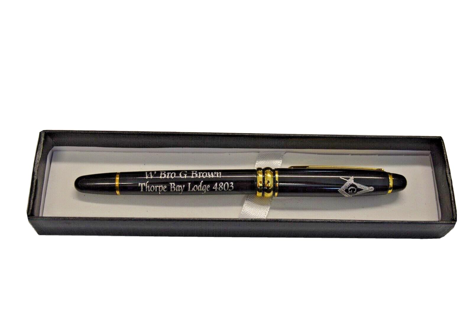 MASONIC PEN PERSONALISED GIFT ENGRAVED WITH ANY NAME, LODGE NAME & LODGE NUMBER WITH OR WITHOUT "G"