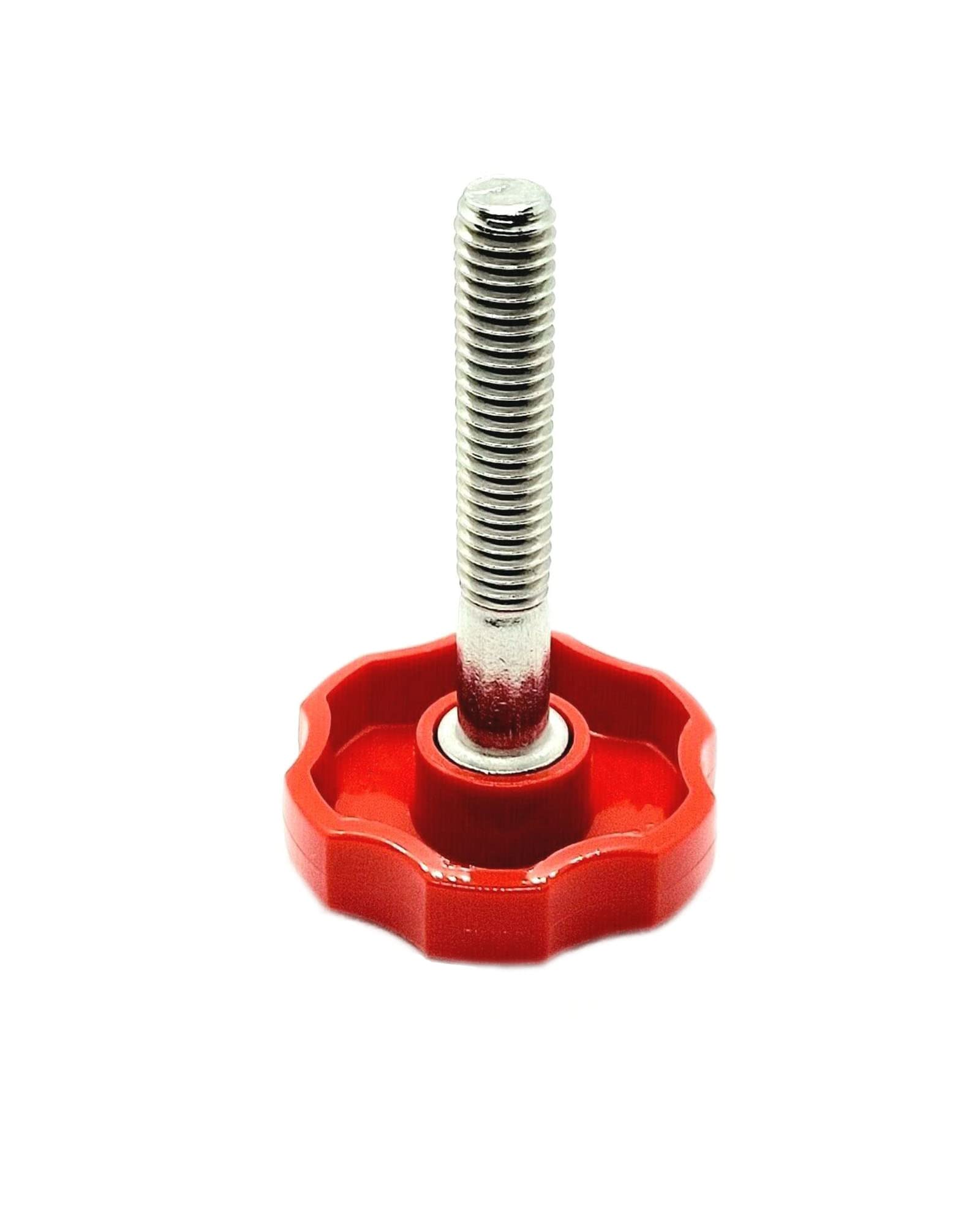 M10 Thumb Screws with Rosette Fluted Head - 10mm x 50mm Red Thumb Screw - SS Thumb Screw Metric Thumbscrews Clamping Knob Thumb Screw (2)